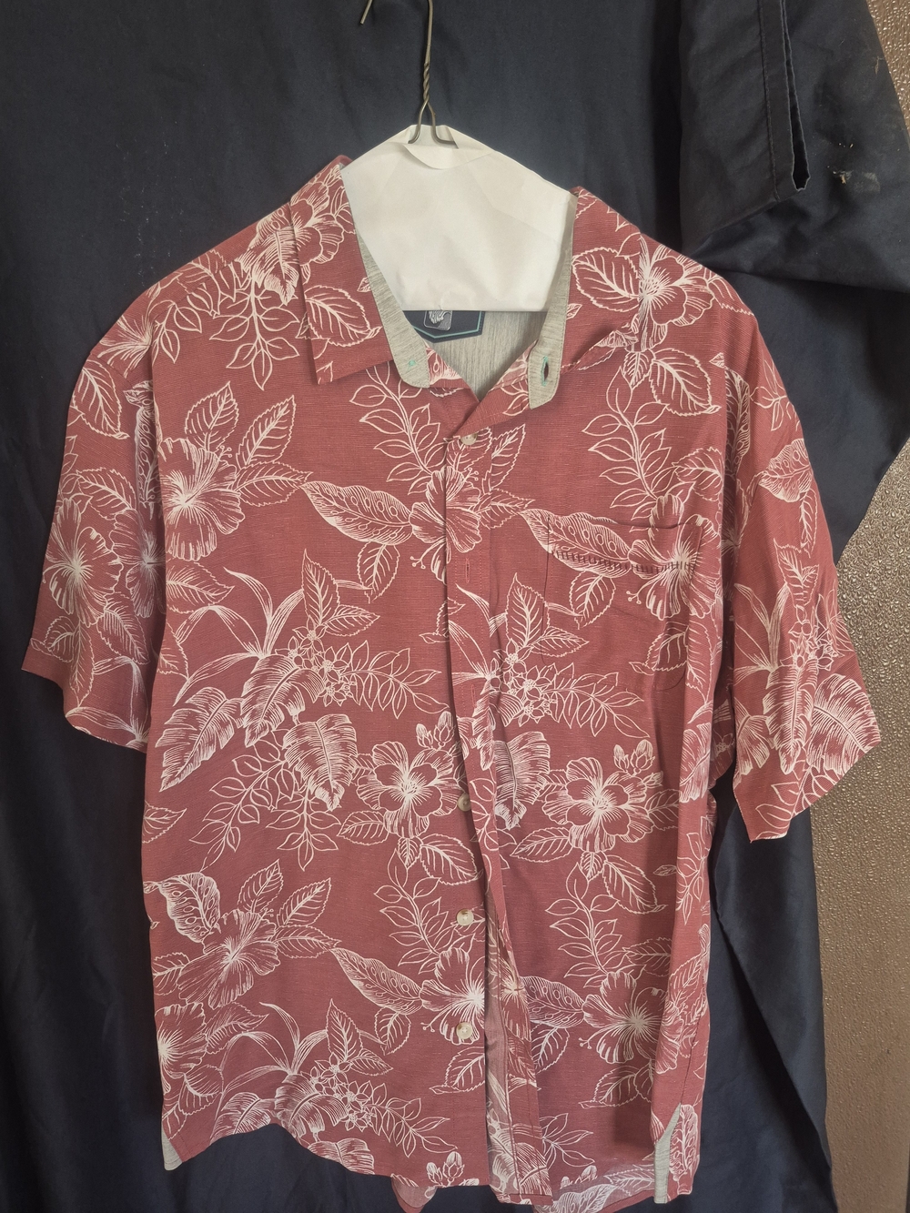 Vintage Men's Short-Sleeve Floral Button-Down Shirt - Dusty Rose